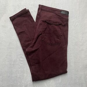 AG Adriano Goldschmied Jeans Women's Sz 31R Maroon The Abbey Ankle Skinny Denim